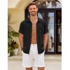 COOFANDY Mens Button Down Short Sleeve Shirt Casual Shirts Summer Beach Textured Shirts with Pocket(Black)