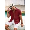COOFANDY Mens Button Down Short Sleeve Shirt Casual Shirts Summer Beach Textured Shirts with Pocket(Burgundy)