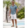 COOFANDY Mens Button Down Short Sleeve Shirt Casual Shirts Summer Beach Textured Shirts with Pocket(Dark Blue)
