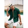 COOFANDY Mens Button Down Short Sleeve Shirt Casual Shirts Summer Beach Textured Shirts with Pocket(Dark Green)