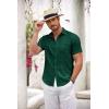 COOFANDY Mens Button Down Short Sleeve Shirt Casual Shirts Summer Beach Textured Shirts with Pocket(Dark Green)