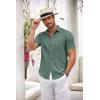 COOFANDY Mens Button Down Short Sleeve Shirt Casual Shirts Summer Beach Textured Shirts with Pocket(Grey Green)