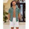 COOFANDY Mens Button Down Short Sleeve Shirt Casual Shirts Summer Beach Textured Shirts with Pocket(Grey Green)
