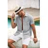 COOFANDY Mens Button Down Short Sleeve Shirt Casual Shirts Summer Beach Textured Shirts with Pocket(Light Grey)