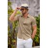 COOFANDY Mens Button Down Short Sleeve Shirt Casual Shirts Summer Beach Textured Shirts with Pocket(Light Khaki)