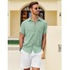COOFANDY Mens Button Down Short Sleeve Shirt Casual Shirts Summer Beach Textured Shirts with Pocket(Mint Green)