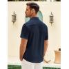 COOFANDY Mens Button Down Short Sleeve Shirt Casual Shirts Summer Beach Textured Shirts with Pocket(Navy Blue)