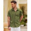 COOFANDY Mens Button Down Short Sleeve Shirt Casual Shirts Summer Beach Textured Shirts with Pocket(Olive Green)