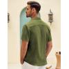 COOFANDY Mens Button Down Short Sleeve Shirt Casual Shirts Summer Beach Textured Shirts with Pocket(Olive Green)