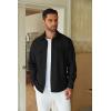 COOFANDY Men’s Casual Button Down Shirt Long Sleeve Untucked Shirt Stretch Denim Dress Shirt with Pockets(Black)