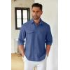 COOFANDY Men’s Casual Button Down Shirt Long Sleeve Untucked Shirt Stretch Denim Dress Shirt with Pockets(Deep Blue)