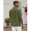 COOFANDY Men’s Casual Button Down Shirt Short Sleeve Textured Summer Cuban Beach Shirts(Army Green)