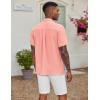 COOFANDY Men’s Casual Button Down Shirt Short Sleeve Textured Summer Cuban Beach Shirts(Pink)