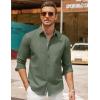 COOFANDY Mens Casual Button Down Shirt Untucked Long Sleeve Stretch Denim Dress Shirt(Army Green)