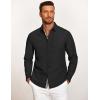 COOFANDY Mens Casual Button Down Shirt Untucked Long Sleeve Stretch Denim Dress Shirt(Black)