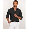 COOFANDY Mens Casual Button Down Shirt Untucked Long Sleeve Stretch Denim Dress Shirt(Black)