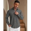 COOFANDY Mens Casual Button Down Shirt Untucked Long Sleeve Stretch Denim Dress Shirt(Dark Grey)