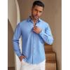 COOFANDY Mens Casual Button Down Shirt Untucked Long Sleeve Stretch Denim Dress Shirt(Light Blue)