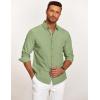 COOFANDY Mens Casual Button Down Shirt Untucked Long Sleeve Stretch Denim Dress Shirt(Light Green)