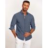 COOFANDY Mens Casual Button Down Shirt Untucked Long Sleeve Stretch Denim Dress Shirt(Navy Blue)