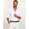 COOFANDY Mens Casual Button Down Shirt Untucked Long Sleeve Stretch Denim Dress Shirt(White)