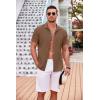 COOFANDY Men’s Casual Button Down Shirts Short Sleeve Textured Summer Beach Shirt with Pocket(Brown)