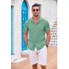 COOFANDY Men’s Casual Button Down Shirts Short Sleeve Textured Summer Beach Shirt with Pocket(Gray Green)