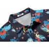 COOFANDY Men’s Casual Button Down Shirts Short Sleeve Textured Summer Beach Shirt with Pocket(Navy-red Floral)