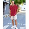 COOFANDY Men’s Casual Button Down Shirts Short Sleeve Textured Summer Beach Shirt with Pocket(Wine Red)