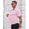 COOFANDY Men’s Casual Button Down Shirts Stretch Short Sleeve Business Dress Shirt with Pocket(Pink)