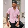 COOFANDY Men’s Casual Button Down Shirts Stretch Short Sleeve Business Dress Shirt with Pocket(Pink)