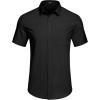 COOFANDY Mens Casual Dress Shirt Short Sleeve Wrinkle Free Dress Shirt Business Casual Shirts(Black)