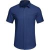 COOFANDY Mens Casual Dress Shirt Short Sleeve Wrinkle Free Dress Shirt Business Casual Shirts(Deep Blue)