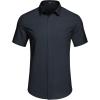 COOFANDY Mens Casual Dress Shirt Short Sleeve Wrinkle Free Dress Shirt Business Casual Shirts(Navy Blue)