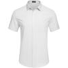 COOFANDY Mens Casual Dress Shirt Short Sleeve Wrinkle Free Dress Shirt Business Casual Shirts(White)