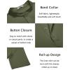 COOFANDY Men’s Casual Henley Shirt Short Sleeve Band Collar Linen Shirt Summer Beach Hippie T-Shirts(Army Green)