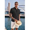 COOFANDY Men’s Casual Henley Shirt Short Sleeve Band Collar Linen Shirt Summer Beach Hippie T-Shirts(Black)