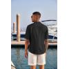 COOFANDY Men’s Casual Henley Shirt Short Sleeve Band Collar Linen Shirt Summer Beach Hippie T-Shirts(Black)