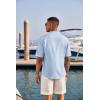 COOFANDY Men’s Casual Henley Shirt Short Sleeve Band Collar Linen Shirt Summer Beach Hippie T-Shirts(Blue)