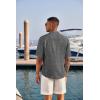 COOFANDY Men’s Casual Henley Shirt Short Sleeve Band Collar Linen Shirt Summer Beach Hippie T-Shirts(Dark Gray)