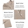 COOFANDY Men’s Casual Henley Shirt Short Sleeve Band Collar Linen Shirt Summer Beach Hippie T-Shirts(Khaki)