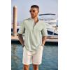 COOFANDY Men’s Casual Henley Shirt Short Sleeve Band Collar Linen Shirt Summer Beach Hippie T-Shirts(Light Green)