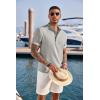 COOFANDY Men’s Casual Henley Shirt Short Sleeve Band Collar Linen Shirt Summer Beach Hippie T-Shirts(Light Grey)