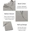 COOFANDY Men’s Casual Henley Shirt Short Sleeve Band Collar Linen Shirt Summer Beach Hippie T-Shirts(Light Grey)