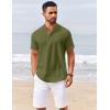 COOFANDY Men’s Casual Henley Shirts Short Sleeve Summer Beach T-Shirts Banded Collar Henleys Button Tee Shirt(Army Green)