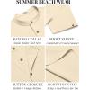 COOFANDY Men’s Casual Henley Shirts Short Sleeve Summer Beach T-Shirts Banded Collar Henleys Button Tee Shirt(Beige)