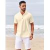COOFANDY Men’s Casual Henley Shirts Short Sleeve Summer Beach T-Shirts Banded Collar Henleys Button Tee Shirt(Beige)