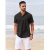 COOFANDY Men’s Casual Henley Shirts Short Sleeve Summer Beach T-Shirts Banded Collar Henleys Button Tee Shirt(Black)