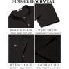 COOFANDY Men’s Casual Henley Shirts Short Sleeve Summer Beach T-Shirts Banded Collar Henleys Button Tee Shirt(Black)
