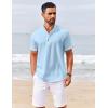COOFANDY Men’s Casual Henley Shirts Short Sleeve Summer Beach T-Shirts Banded Collar Henleys Button Tee Shirt(Blue)